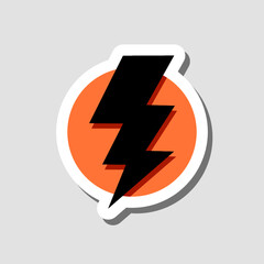 Wall Mural - Lightning bolt sticker icon isolated on gray background