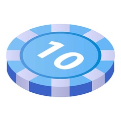 Poster - Casino chip icon. Isometric of casino chip vector icon for web design isolated on white background