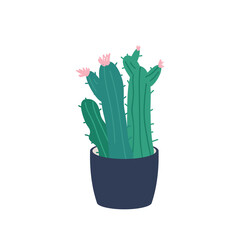 Fototapete - Blooming cactus cartoon vector illustration