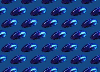 Wall Mural - Seamless pattern with games mouse on blue background.