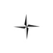  Black and white four pointed star isolated on white background