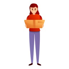 Poster - Woman courier icon. Cartoon of woman courier vector icon for web design isolated on white background
