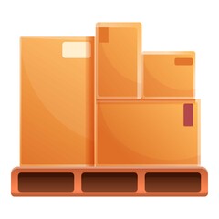 Poster - Parcel box on pallet icon. Cartoon of parcel box on pallet vector icon for web design isolated on white background