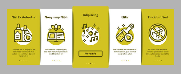 Poster - Traditional Naturopathy Medicine Onboarding Mobile App Page Screen Vector. Naturopathy Alternative Therapy With Honey And Herb, Music And Mushrooms Color Illustrations