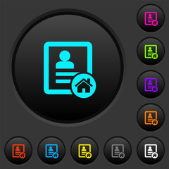 Wall Mural - Contact address dark push buttons with color icons