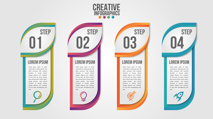 Wall Mural - infographic modern timeline design vector template for business with 4 steps or options illustrate a