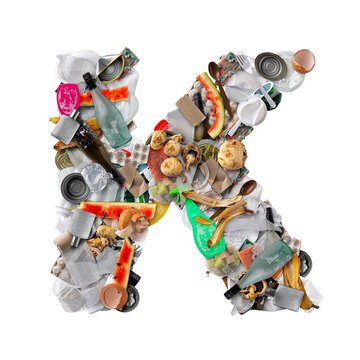 Letter K made of trash