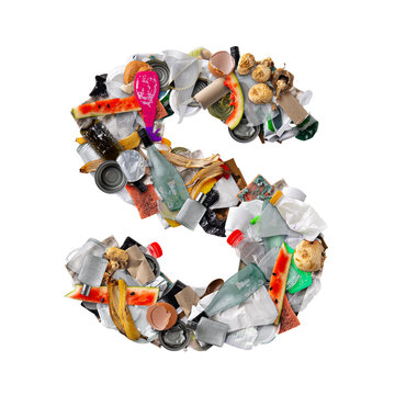 Letter S made of trash