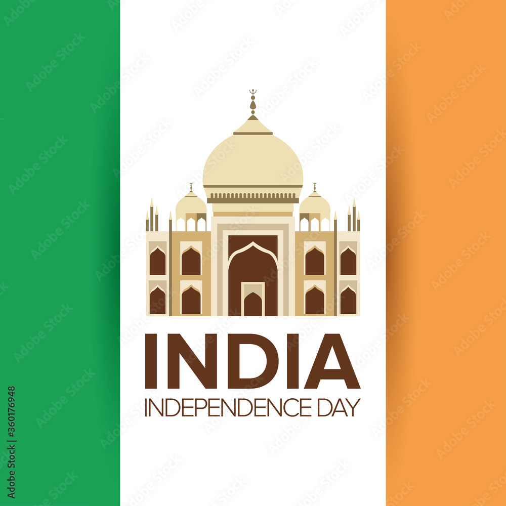 Intependence day india with taj mahal mosque Stock Vector | Adobe Stock