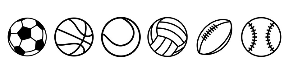 sport balls set. ball icons. balls for football, soccer, basketball, tennis, baseball, volleyball. v