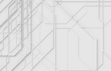 Poster - Futuristic Abstract Background with Architecture Construction texture. 3d white tech background.
