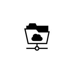 Poster - Shared folder icon in black flat glyph, filled style isolated on white background