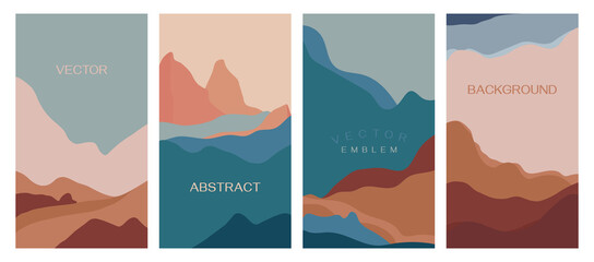 Aufkleber - Vector set of abstract creative backgrounds in minimal trendy style with copy space for text - design templates for social media stories
