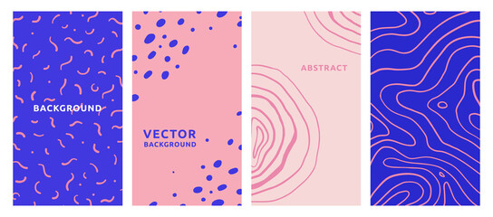 Aufkleber - Vector set of abstract creative backgrounds in minimal trendy style with copy space for text - design templates for social media stories - simple, stylish and minimal wallpaper designs