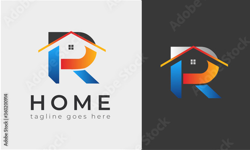 R latter logo house logo designs, real estate icon suitable for info graphics, websites and print media Poster Mural XXL
