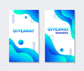 Wall Mural - giveaway templates for social media contest. vector blue liquid abstract vertical backgrounds