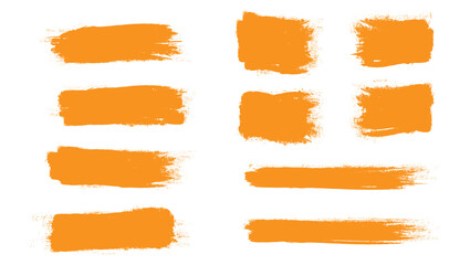 Wall Mural - Orange brush stroke set isolated on white background.Trendy brush stroke vector for orange ink paint, grunge backdrop,dirt banner, watercolor design and dirty texture. Brush stroke vector illustration