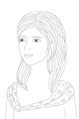 Wall Mural - portrait of nice girl with medium length hair for your coloring