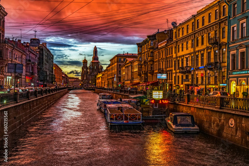 Fotomural Sunset in saint Petersburg, Russia