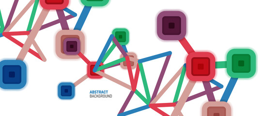 Abstract square dot connections, flat style multicolored geometric background for Wallpaper, Banner, Background, Card, Book Illustration, landing page or poster design