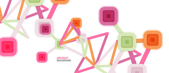 Abstract square dot connections, flat style multicolored geometric background for Wallpaper, Banner, Background, Card, Book Illustration, landing page or poster design