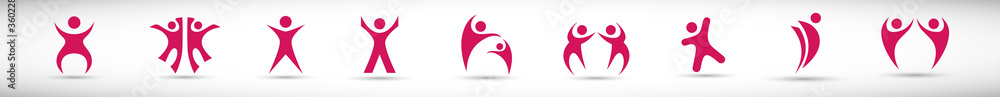 Vector de Stock Abstract People Logo Set. Human Figure Isolated On Gray ...