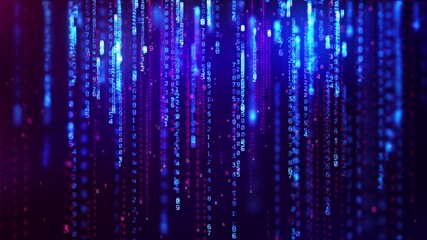 Wall Mural - Vertical computer matrix code. Animation digital background