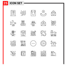 25 Creative Icons Modern Signs And Symbols Of Letter, Advertising, Cart, Ad, Handset