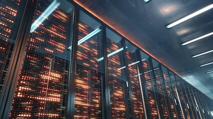 Poster - Digital Server Room Background. 3d rendering