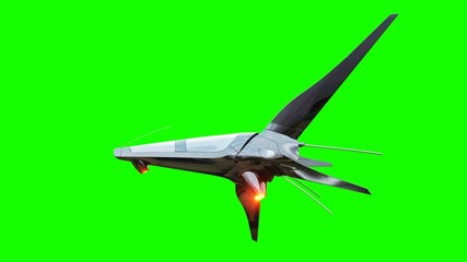 Canvas Print - sci fi fufturistic ship. concept of future. green screen. realistic 4k animation.