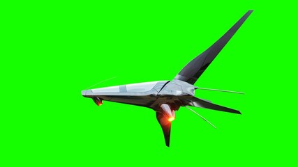 Canvas Print - sci fi fufturistic ship. concept of future. green screen. realistic 4k animation.
