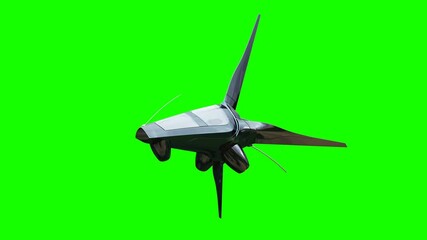 Canvas Print - sci fi fufturistic ship. concept of future. green screen. realistic 4k animation.