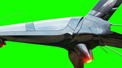 Canvas Print - sci fi fufturistic ship. concept of future. green screen. realistic 4k animation.