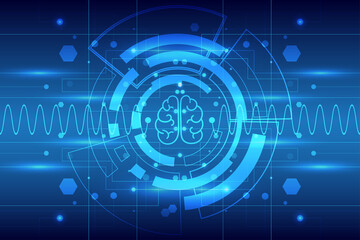Brain abstract technology background with idea concept vector illustration.
