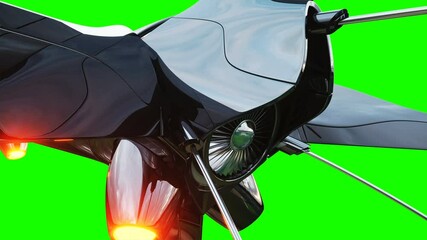 Canvas Print - sci fi fufturistic ship. concept of future. green screen. realistic 4k animation.