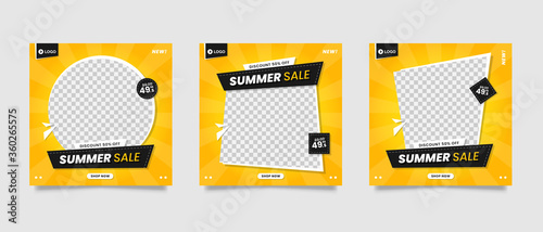 Fotomural Yellow summer sale social media post template