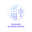 © bsd studio - Informed decision making blue gradient concept icon. Plan strategy for opportunity. Problem solution. Data analysis idea thin line illustration. Vector isolated outline RGB color drawing