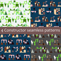 Fototapete - Pack of 4 summer vibrant seamless abstract patterns in saturated colors
