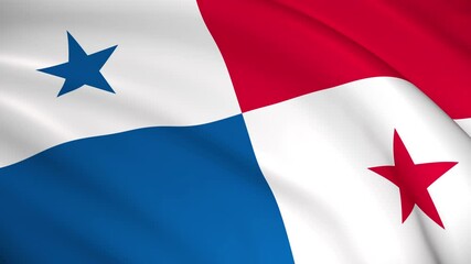 Wall Mural - Panama National Flag - 4K seamless loop animation of the Panamanian flag. Highly detailed realistic 3D rendering