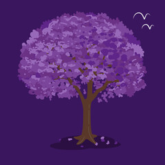 Jacaranda Tree on a Dark Purple Background