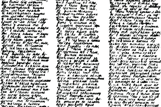 Unreadable handwritten text of a poem or poem. Lyrical poems written by hand in a careless, illegible handwriting. Vector illustration. Overlay template.