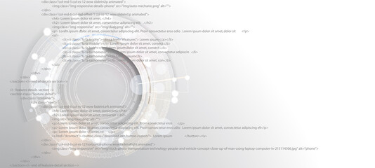 Aufkleber - Software development abstract technology code and script background