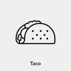 Poster - taco icon vector. Linear style sign for mobile concept and web design. taco symbol illustration. Pixel vector graphics - Vector.