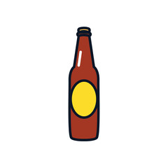 Canvas Print - beer bottle with label icon, line fill style