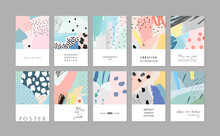 Collection Of Creative Universal Artistic Cards. Trendy Graphic Design For Banner, Poster, Card, Cover, Invitation, Placard, Brochure, Flyer. Vector