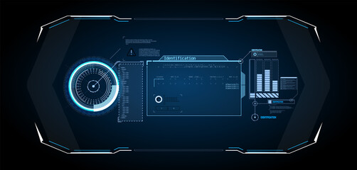 Wall Mural - Futuristic Vector HUD Interface Screen Design. Digital callouts titles. HUD UI GUI futuristic user interface screen elements set. High tech screen for video game. Sci-fi concept design.