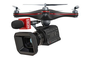 Wall Mural - Drone TV News, television concept. 3D rendering