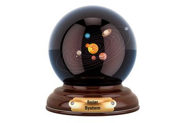 Wall Mural - planets of the solar system inside crystal ball, 3d rendering