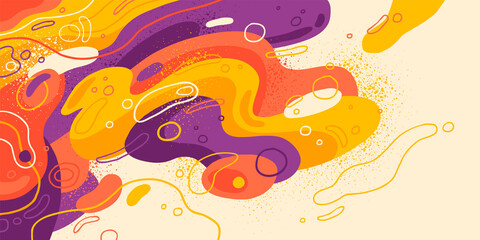 Wall Mural - Abstract style illustration, made of various fluid and splattered shapes in colors. Vector illustration.