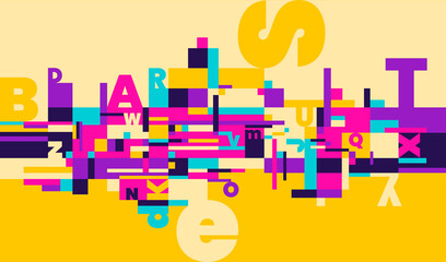 Poster - colorful typographic banner design. abstract geometric composition. vector illustration.